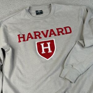 HARVARD Sweatshirt Mens Small Gray Spellout Stitched Sweater Pullover Student
